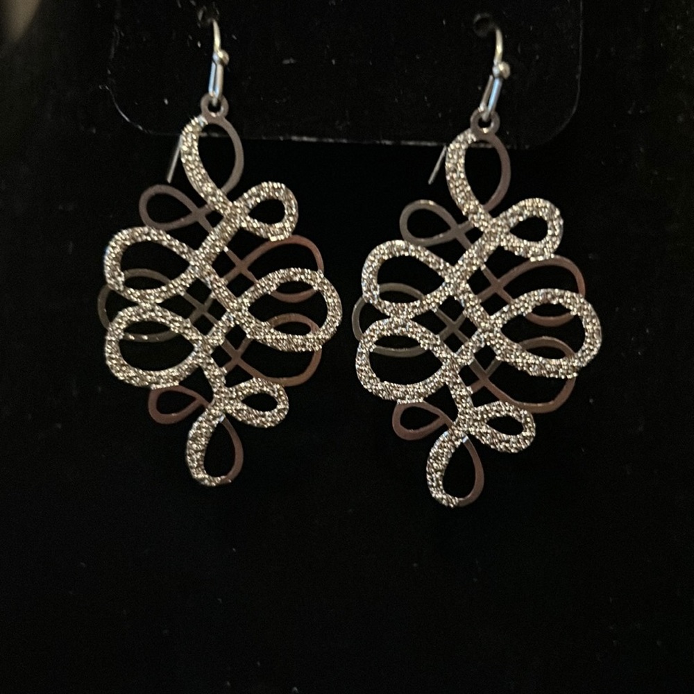 Silver Shimmering Dangle Earrings